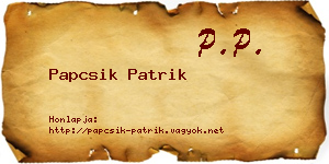 Papcsik Patrik névjegykártya